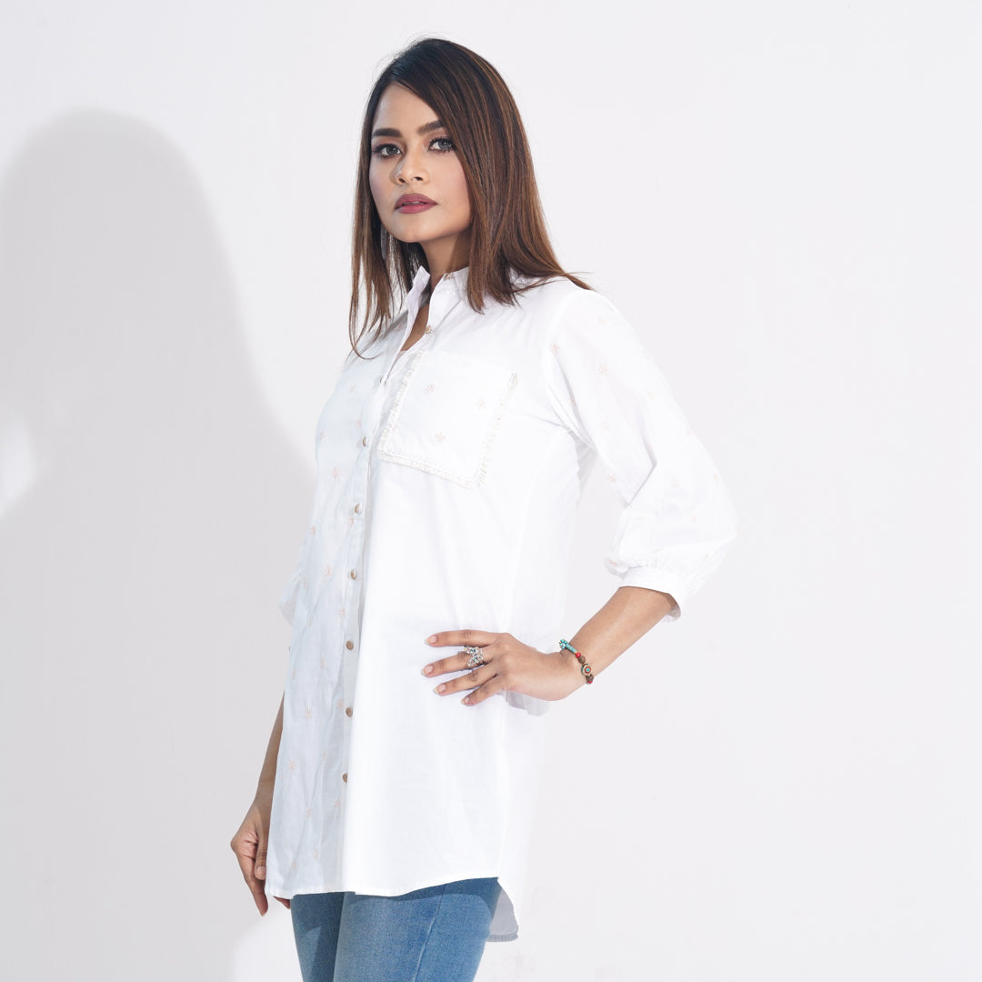 Women White Ethnic Top
