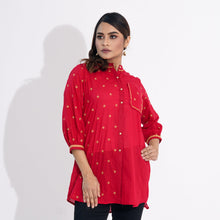 Load image into Gallery viewer, Women Red Ethnic Top
