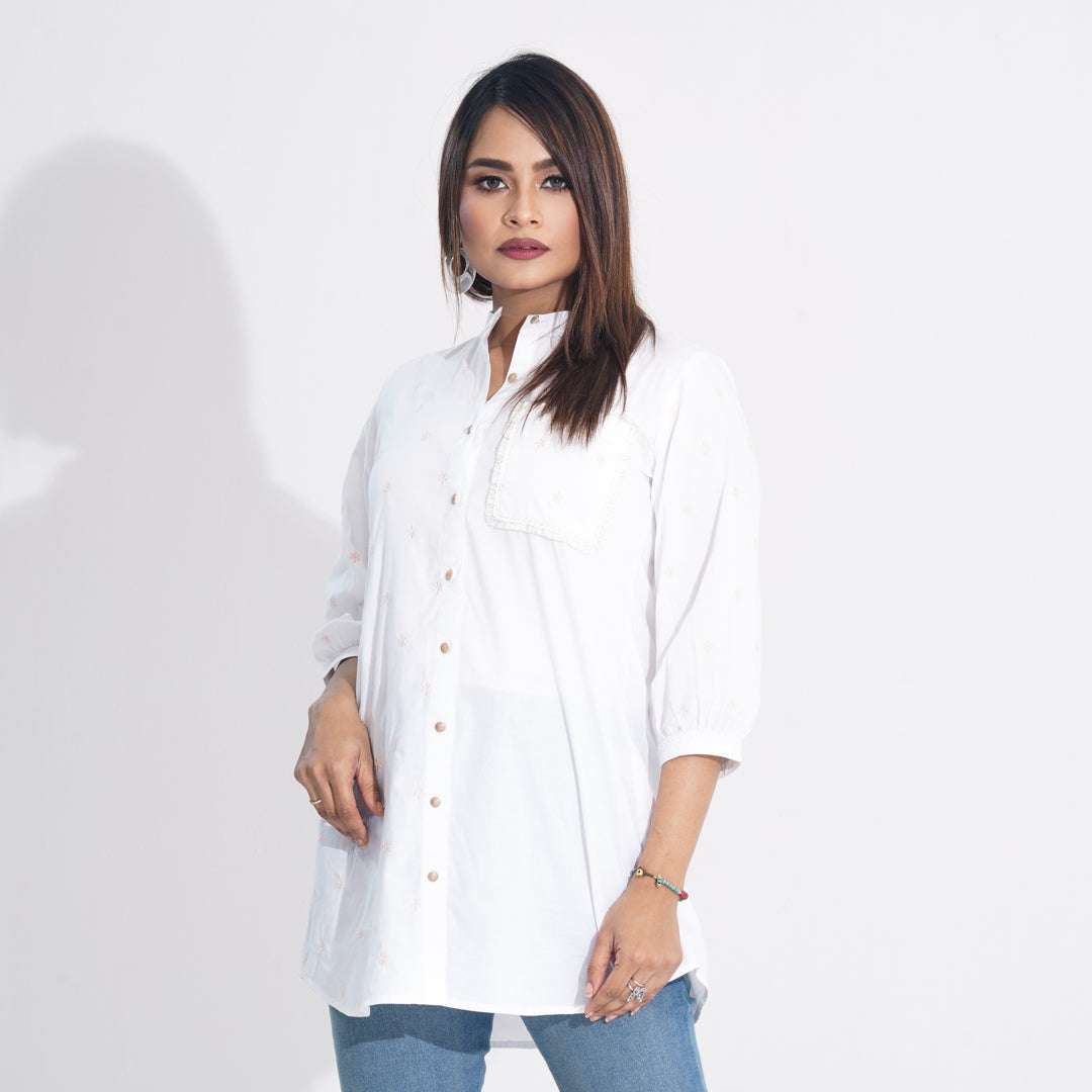 Women White Ethnic Top