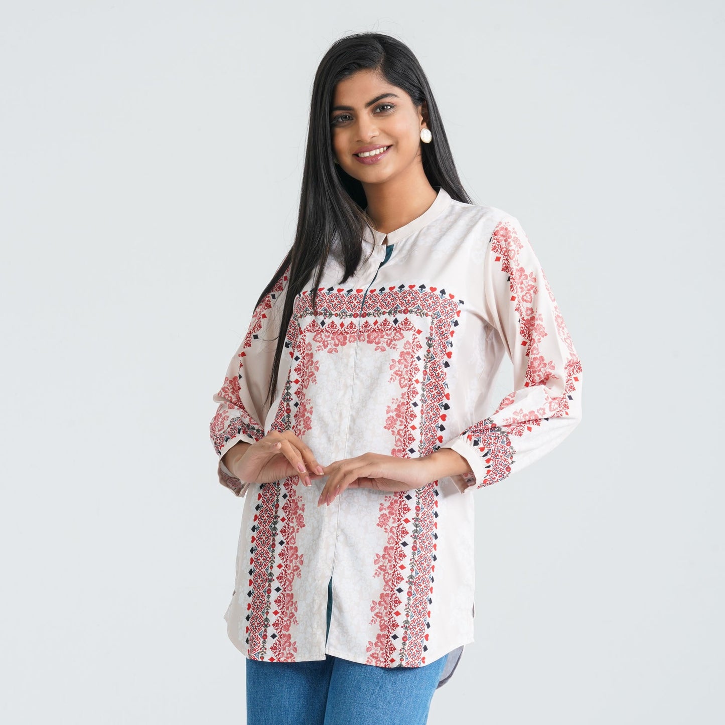 Women’s Beige Digital Printed Tunic Top