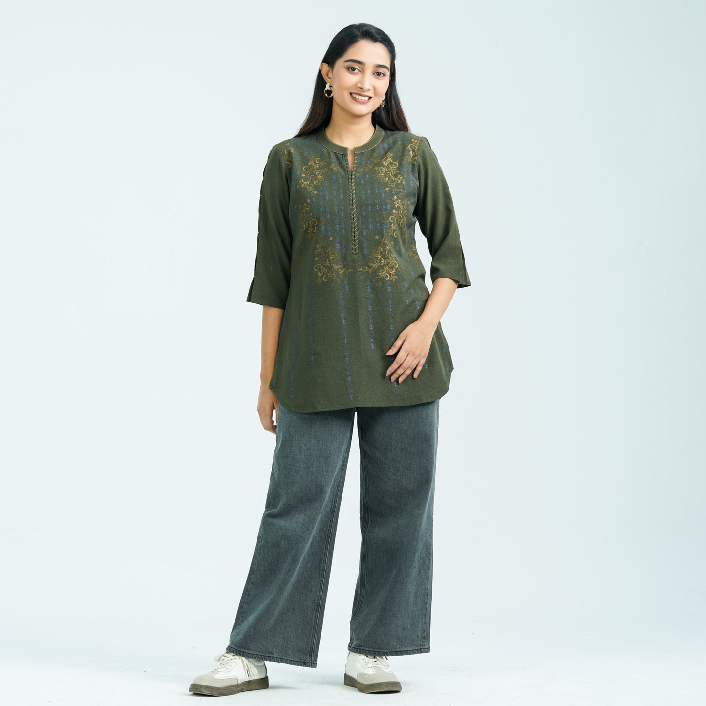 Women’s Olive Silk Top