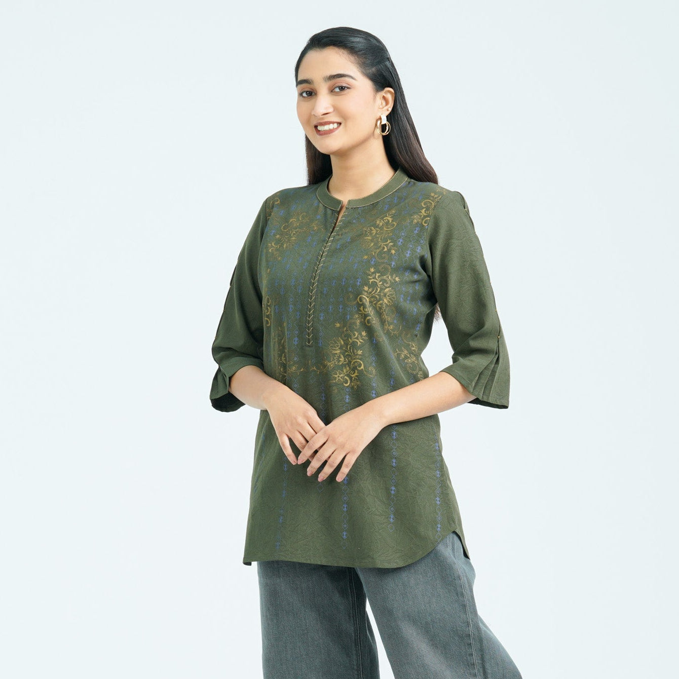 Women’s Olive Silk Top