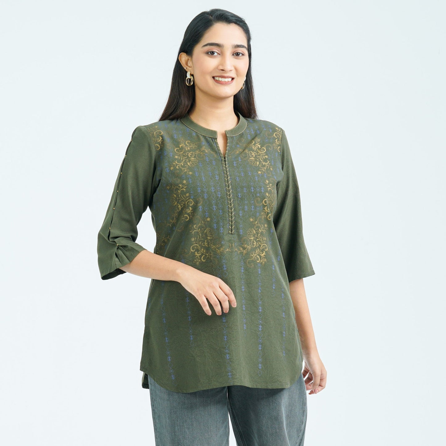 Women’s Olive Silk Top