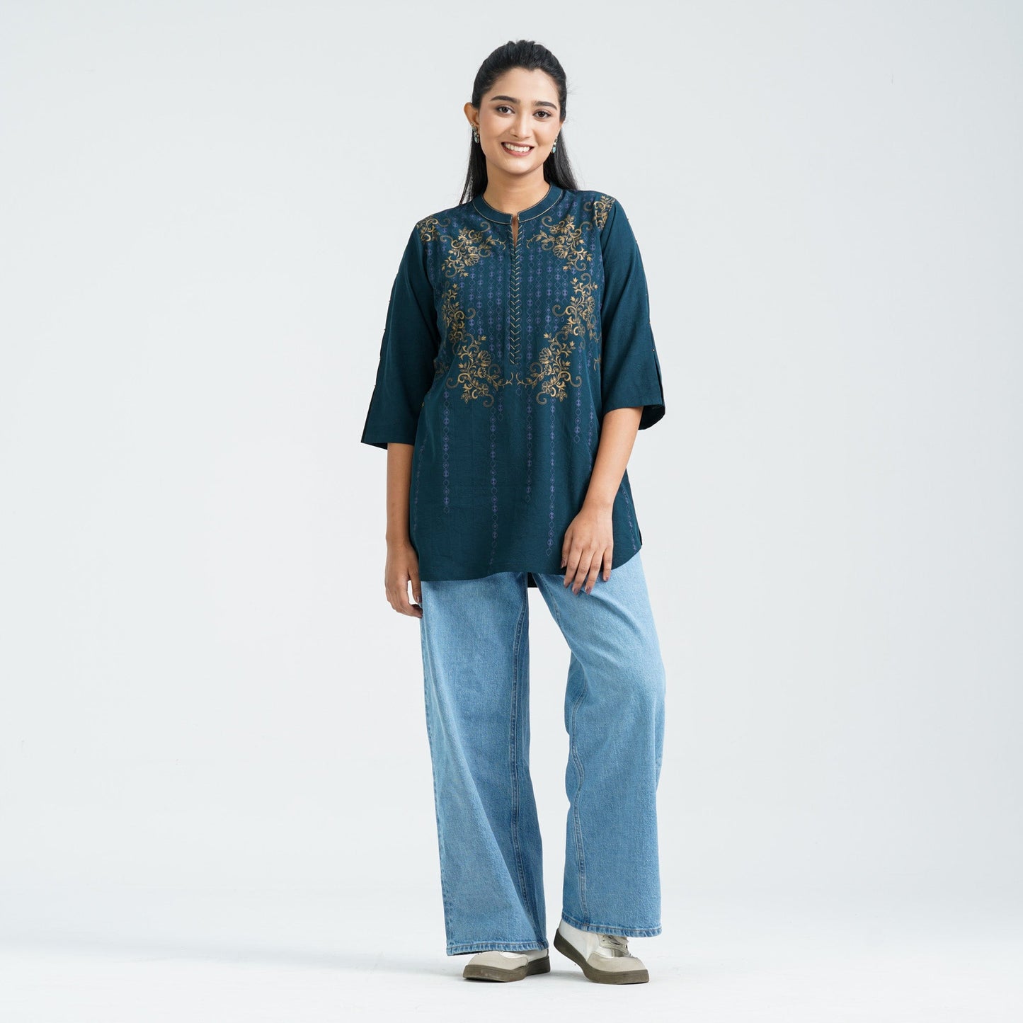 Women’s Teal Silk Top