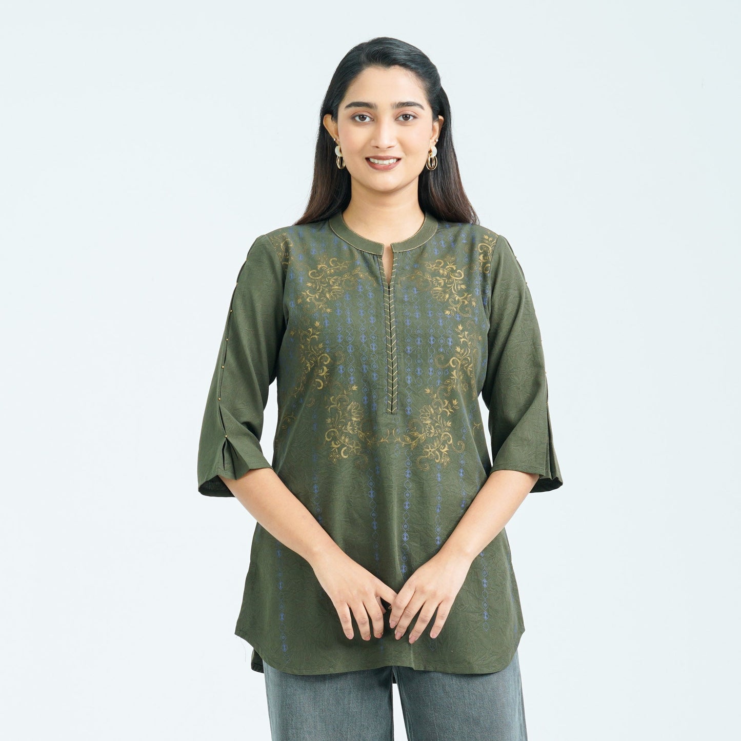 Women’s Olive Silk Top