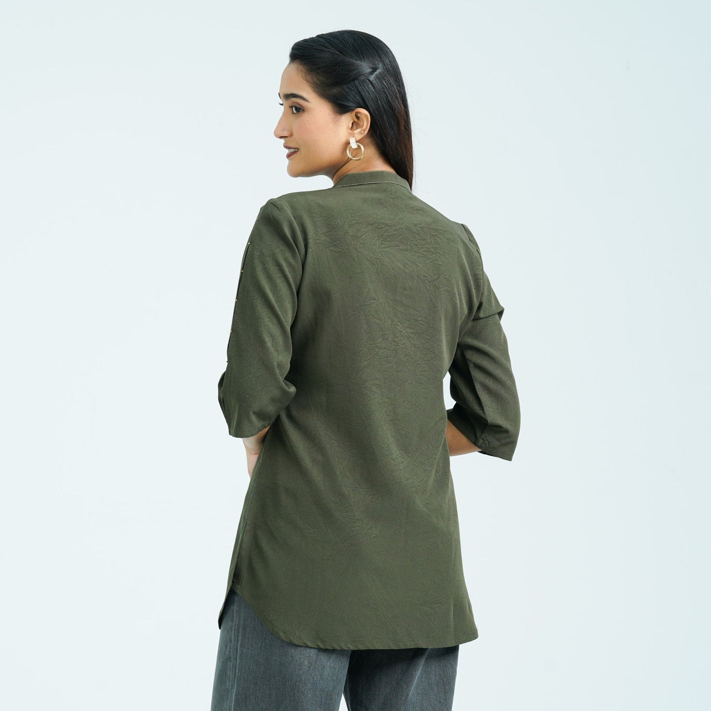 Women’s Olive Silk Top