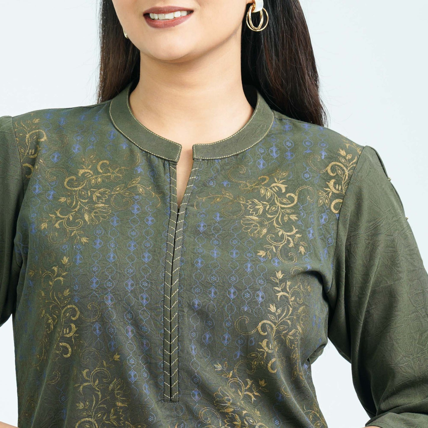 Women’s Olive Silk Top