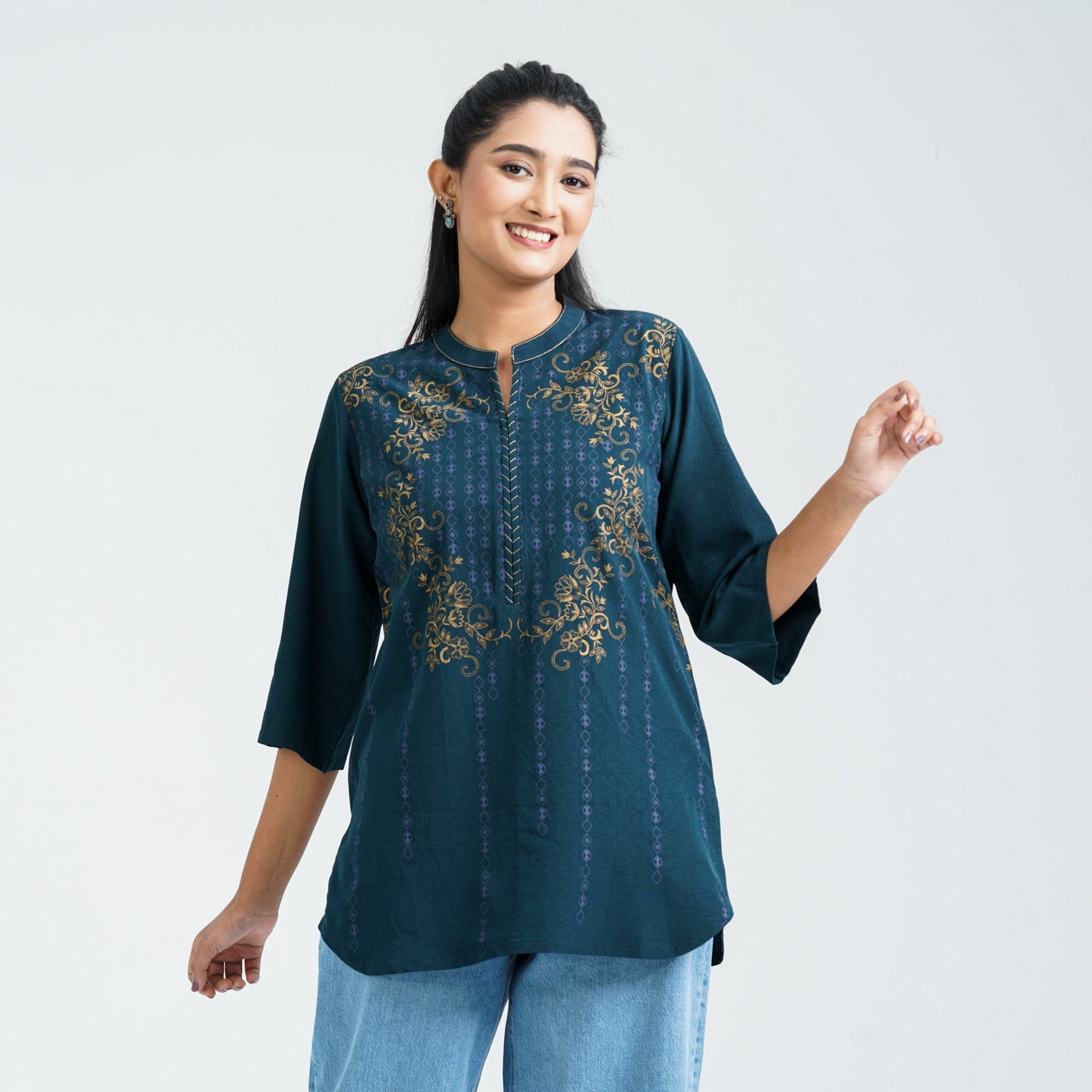 Women’s Teal Silk Top