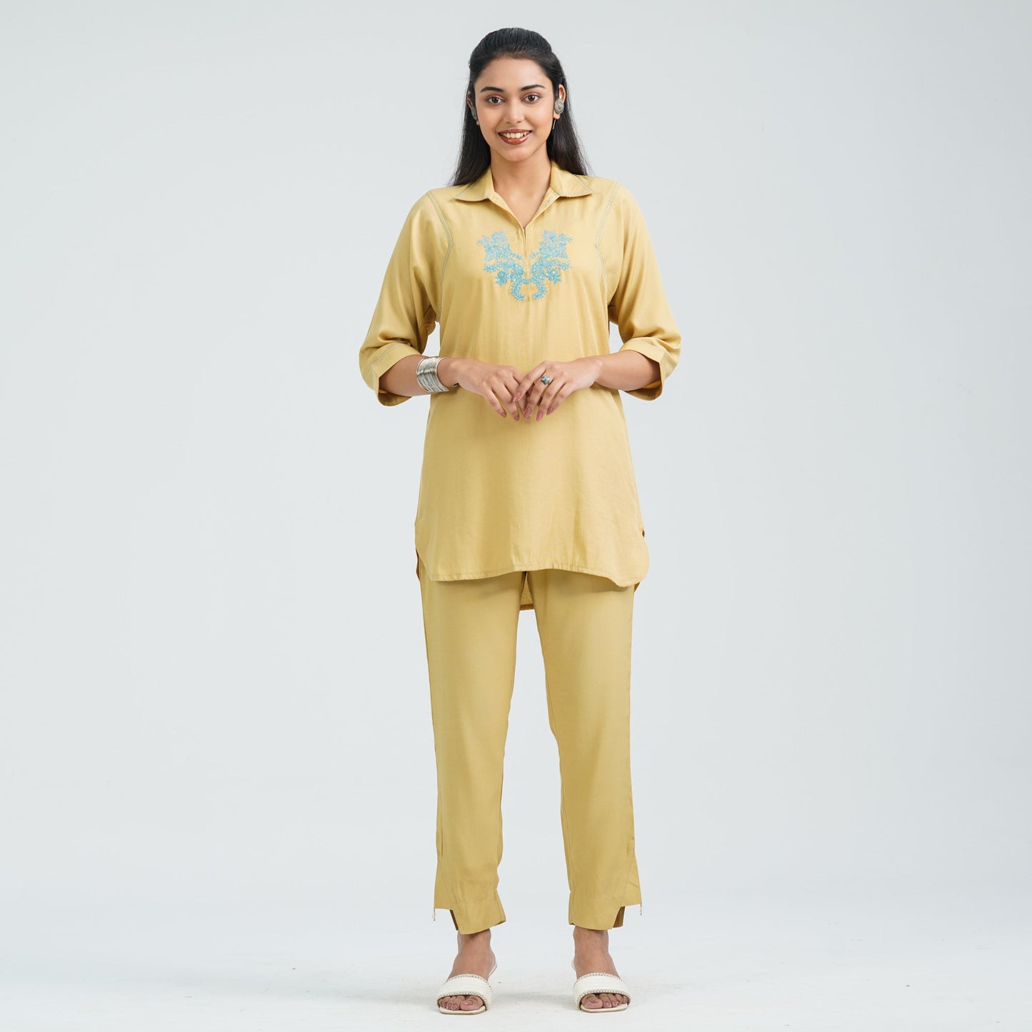 Women’s Yellow Embroidered Cotton Top