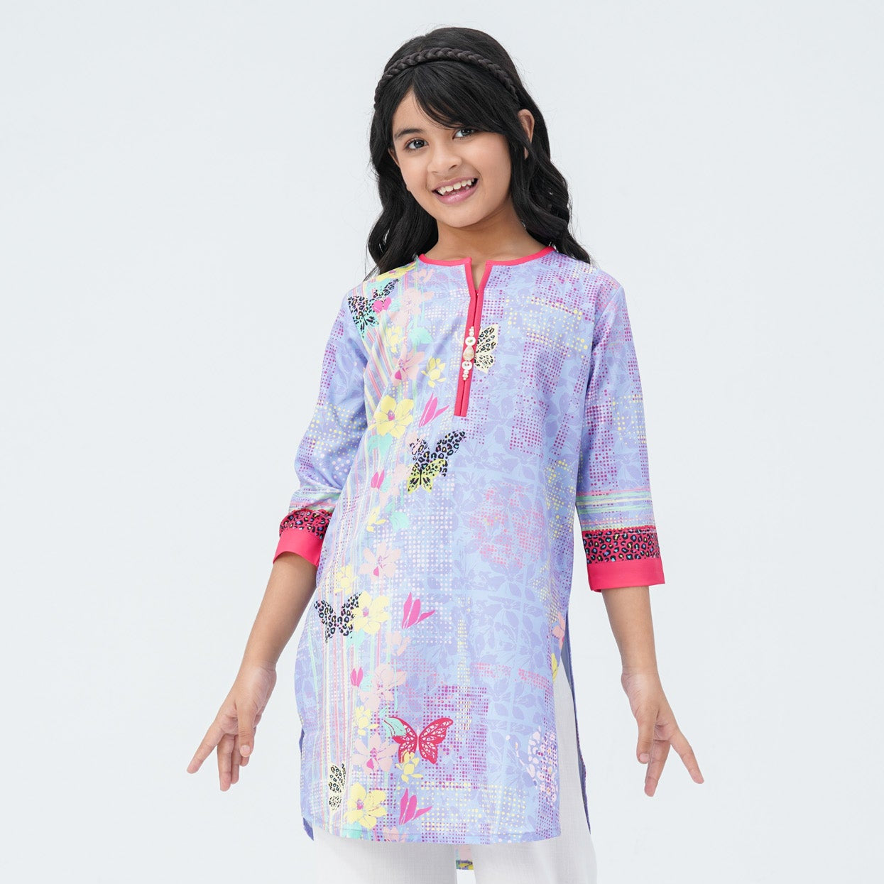 Girls Floral Silk Tunic