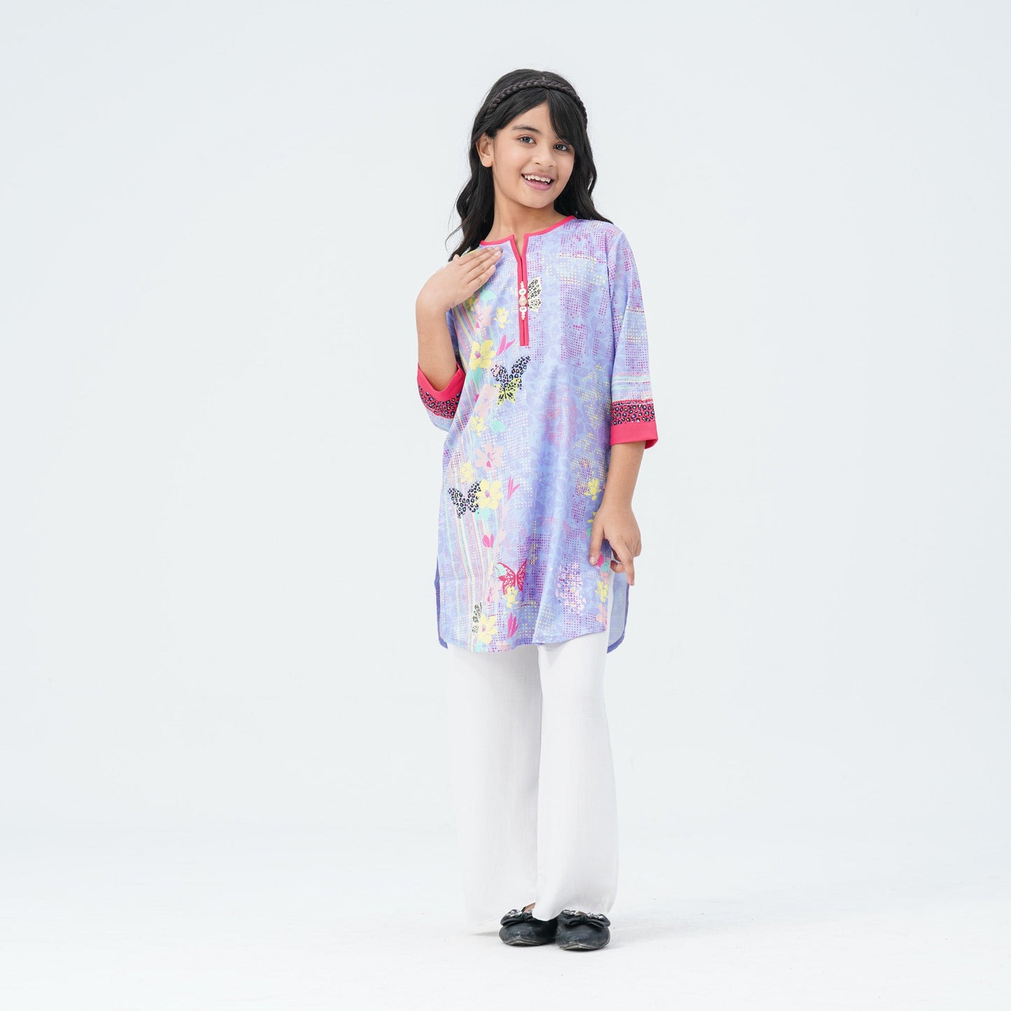 Girls Floral Silk Tunic
