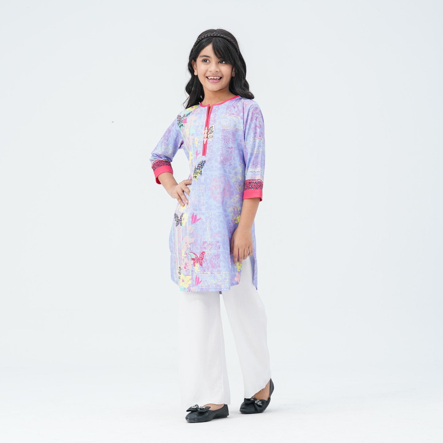 Girls Floral Silk Tunic