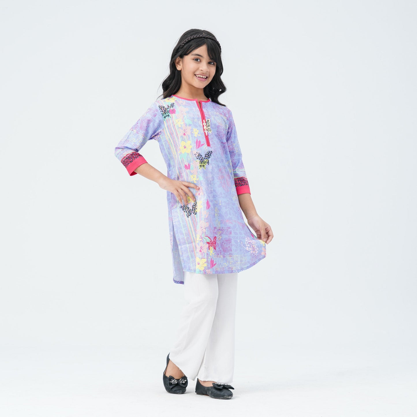 Girls Floral Silk Tunic