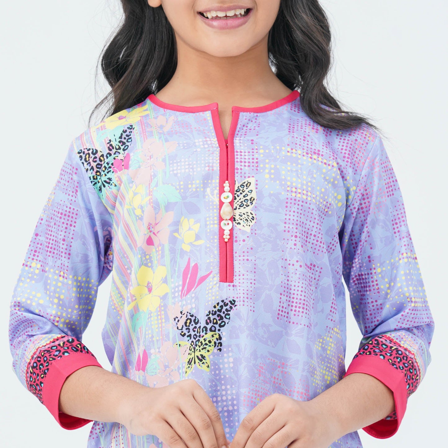 Girls Floral Silk Tunic