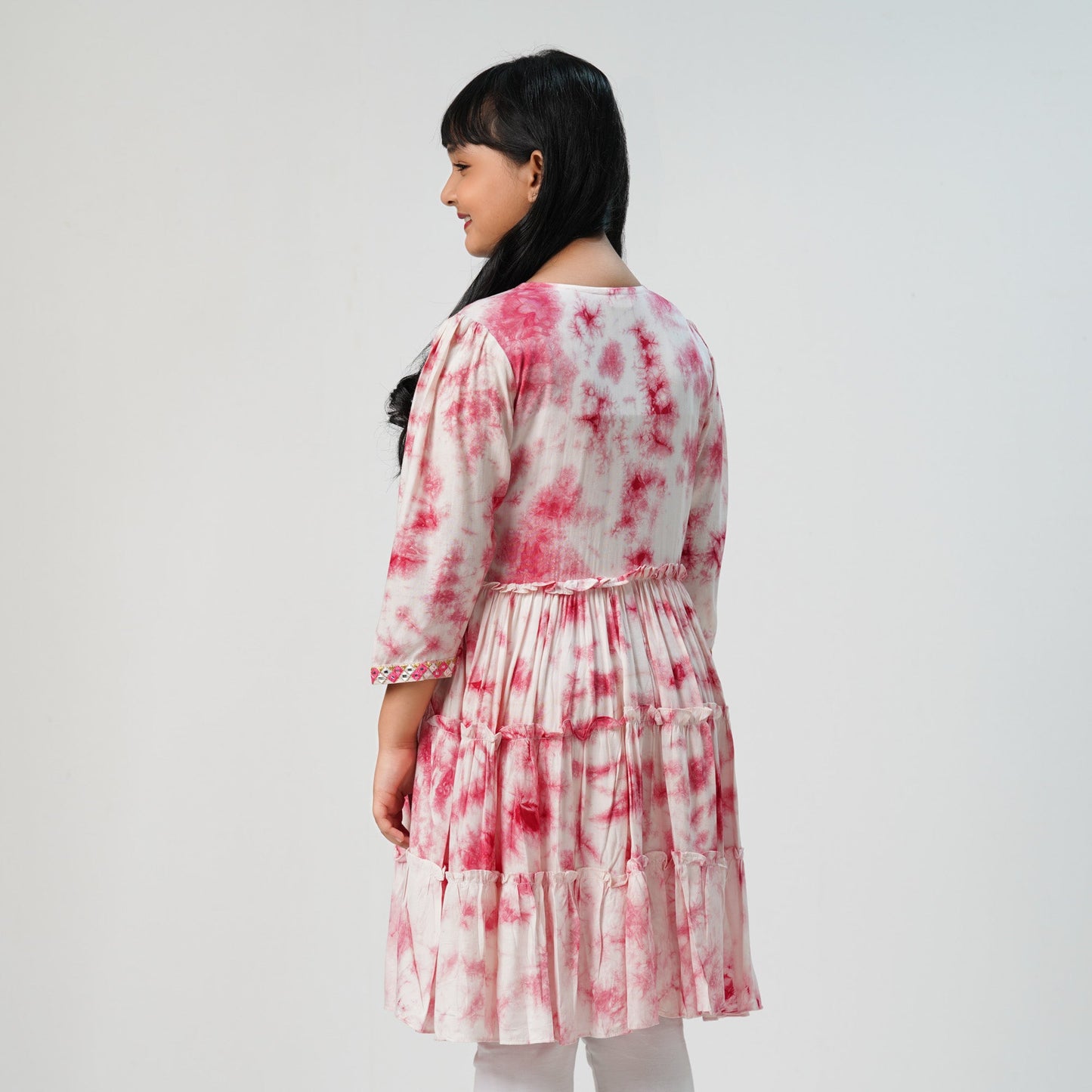 Teen Girls Pink Embroidered Frock