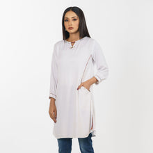 Load image into Gallery viewer, White Beaded Jacquard Tunic
