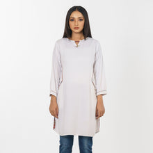 Load image into Gallery viewer, White Beaded Jacquard Tunic
