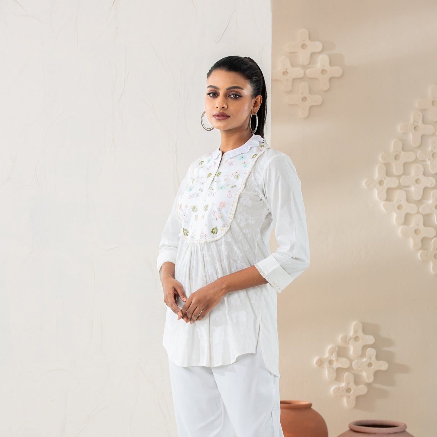 Womens Ethnic Tunic-White