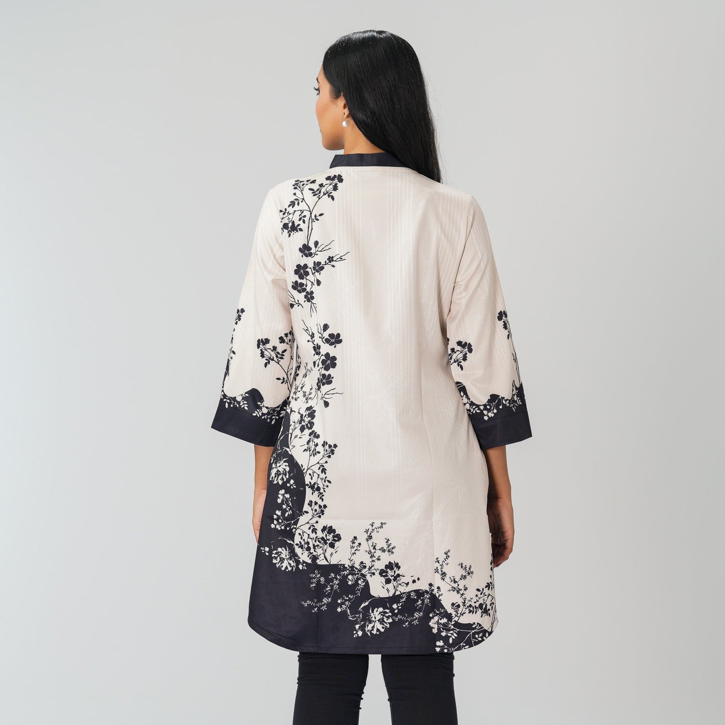 Womens Black & White Printed Tunic