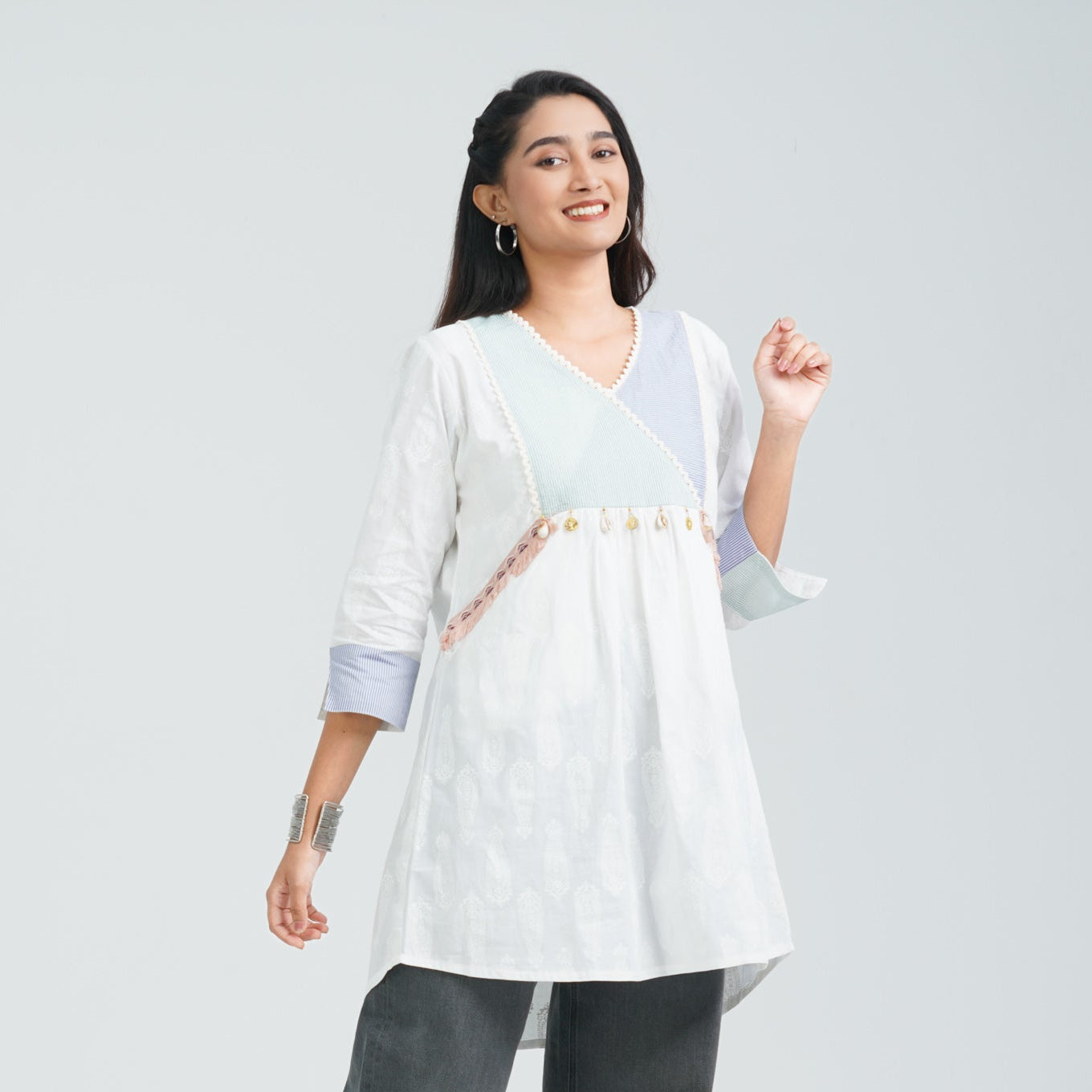 Women’s White Viscose Tunic