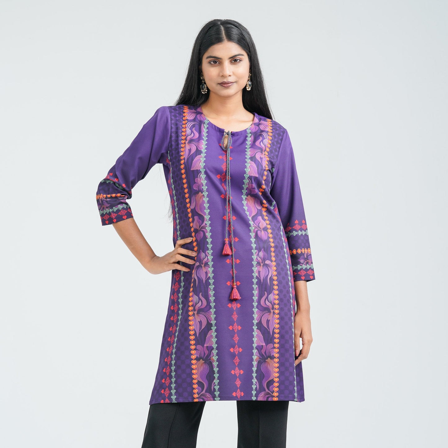 Womenâ€™s Purple Blended Cotton Tunic