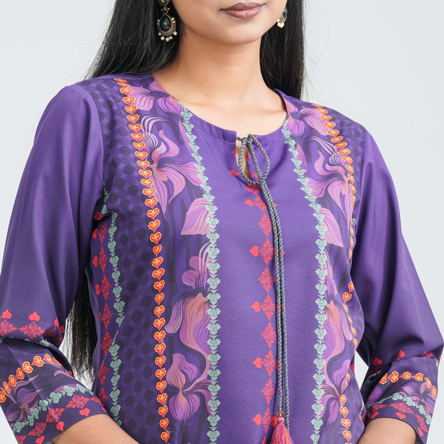 Womenâ€™s Purple Blended Cotton Tunic