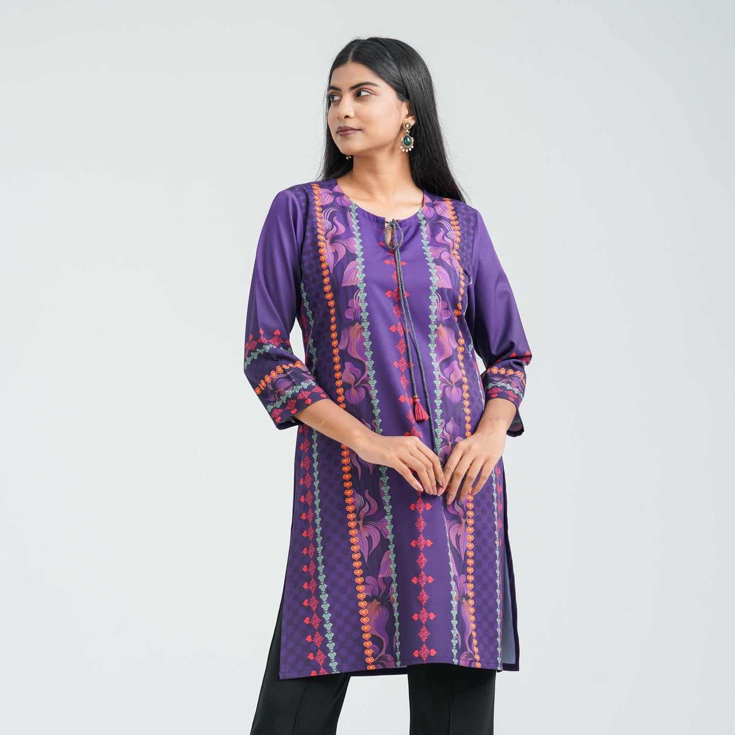 Womenâ€™s Purple Blended Cotton Tunic