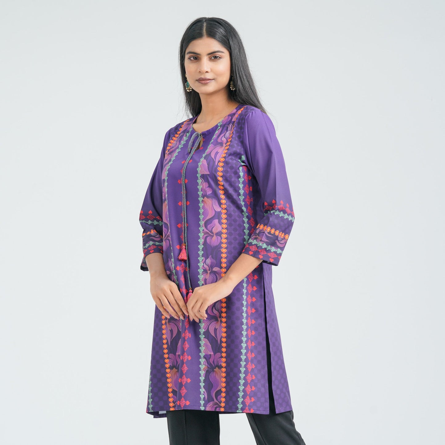 Womenâ€™s Purple Blended Cotton Tunic
