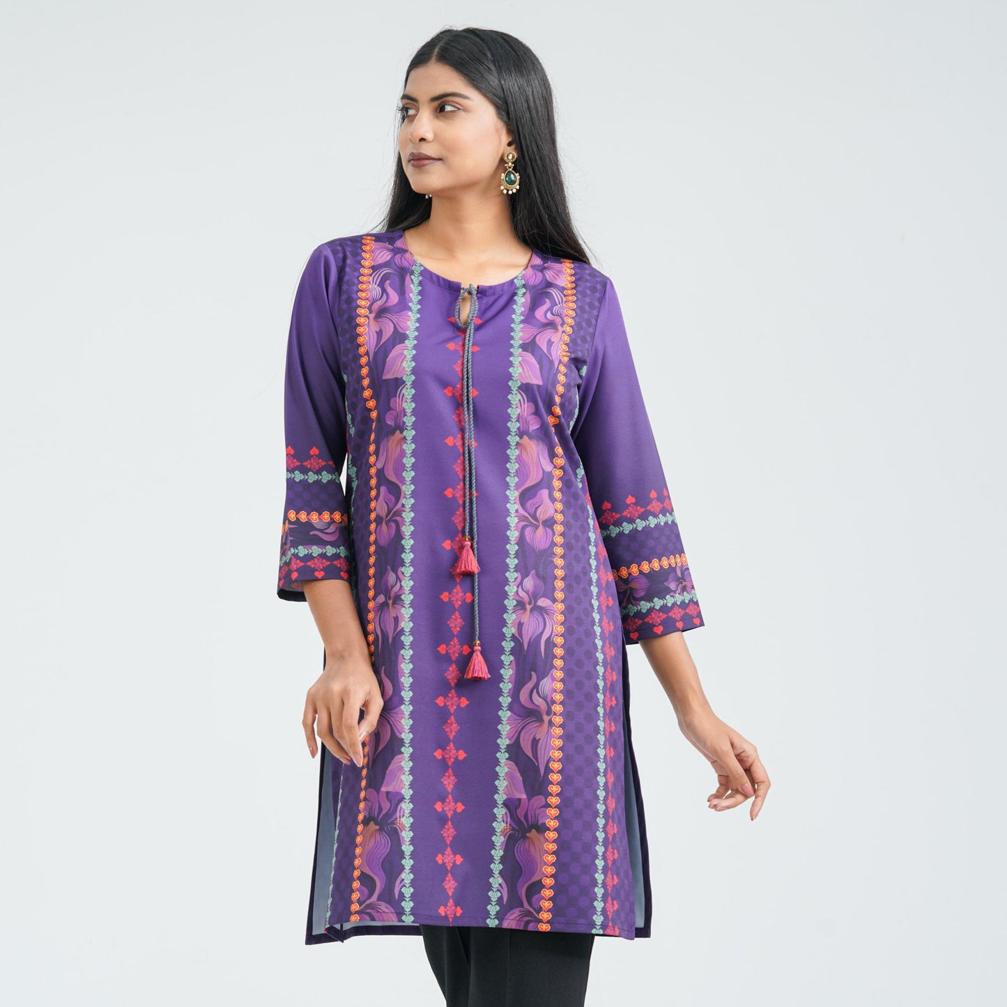Womenâ€™s Purple Blended Cotton Tunic