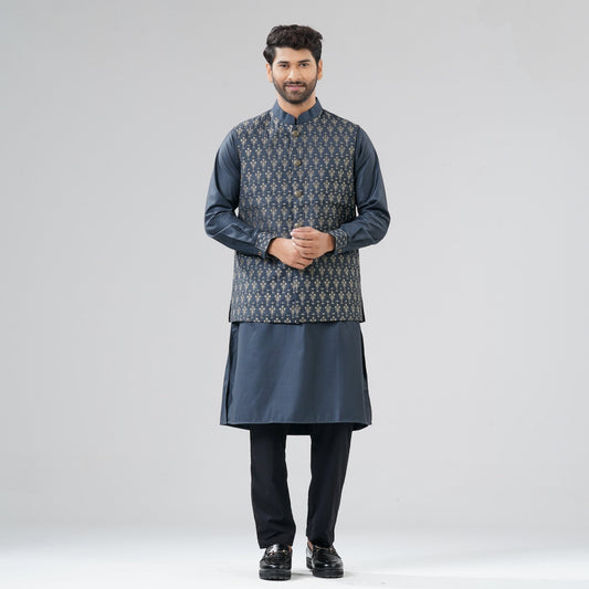 Mens Gray Ash Panjabi Set