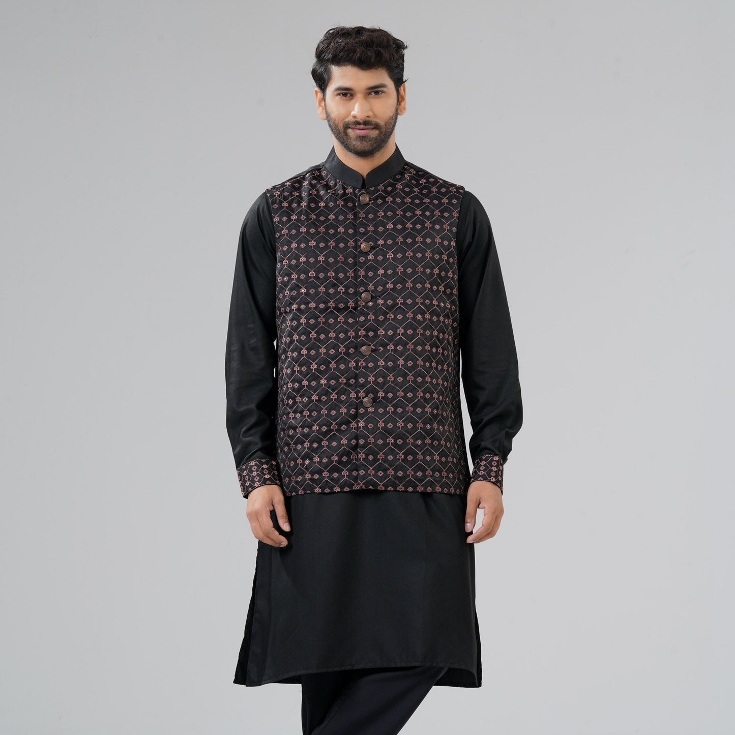 Men's Black Panjabi Set