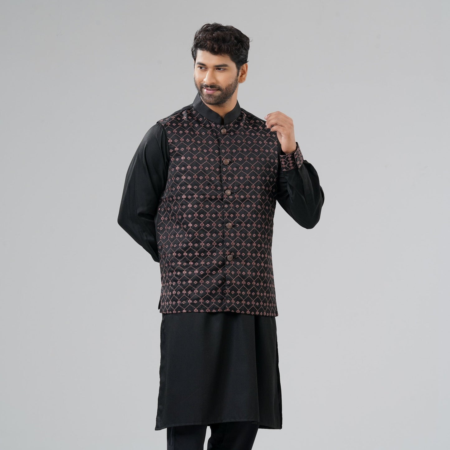 Men's Black Panjabi Set
