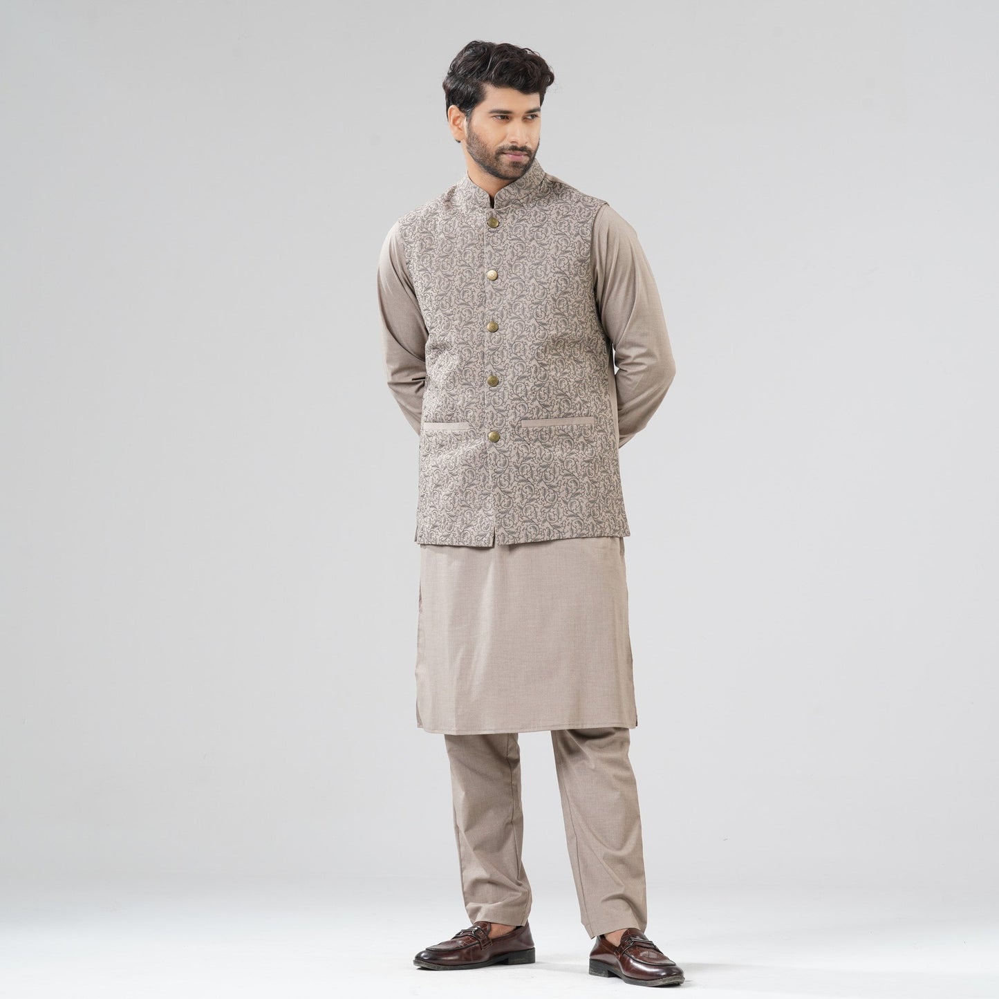 Mens Bronze Brown Panjabi Set