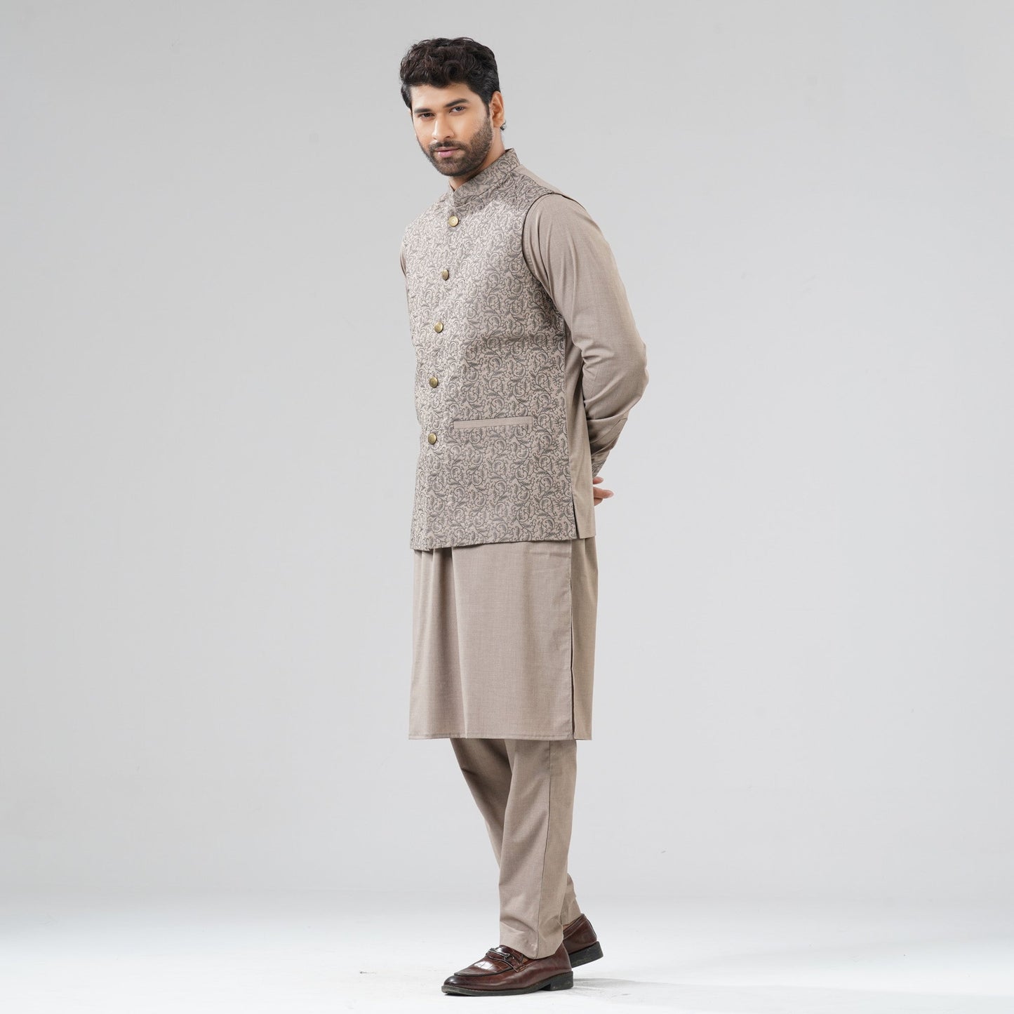 Mens Bronze Brown Panjabi Set