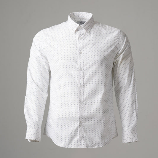 Mens White Blue Formal Shirt