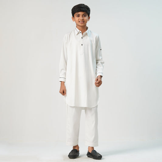 Boys White Basic Kabli