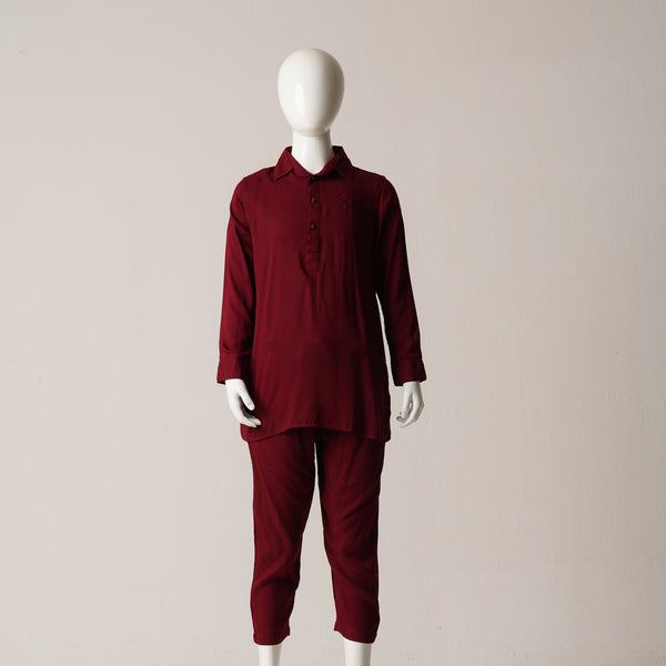 BOYS EMBROIDERY KABLI-MAROON