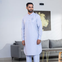 Load image into Gallery viewer, Men&#39;s Light-Blue Embroidery Kabli Set
