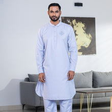 Load image into Gallery viewer, Men&#39;s Light-Blue Embroidery Kabli Set
