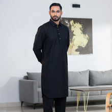 Load image into Gallery viewer, Men&#39;s Black Embroidery Kabli Set
