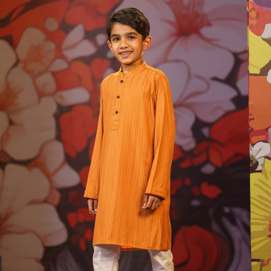 Boy's Peach-Orange Panjabi