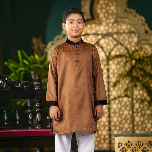 Boys Brown-Beige Panjabi