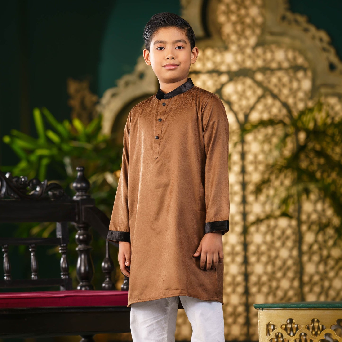Boys Brown-Beige Panjabi
