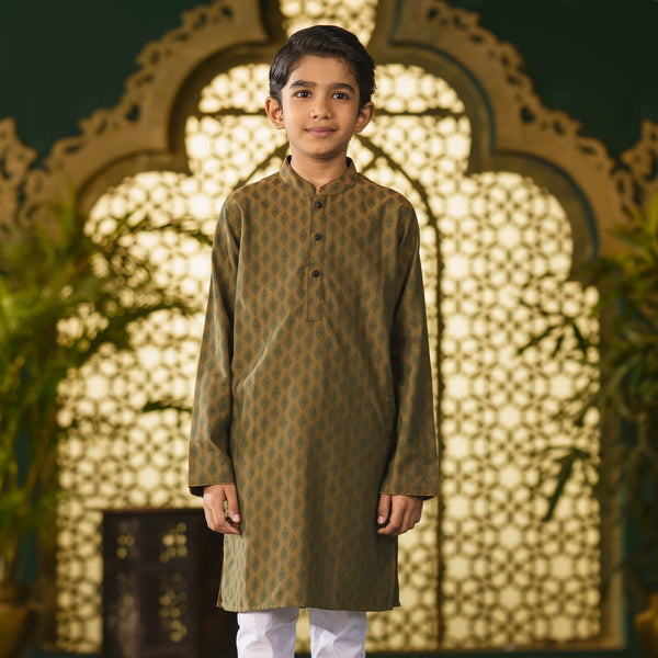 Boy's Olive-Green Panjabi