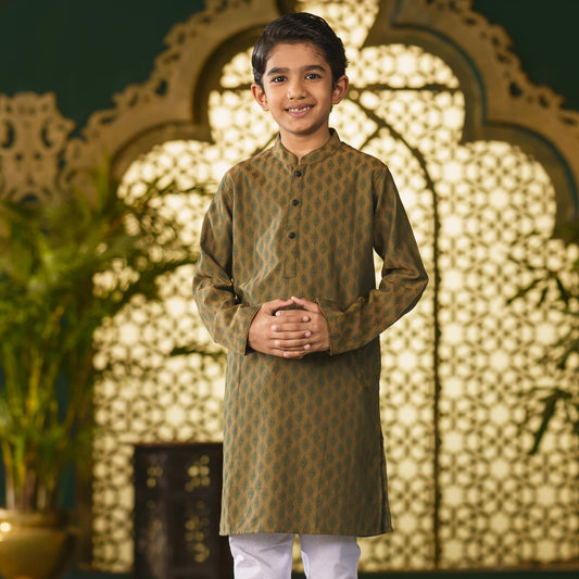 Boys Olive-Green Panjabi
