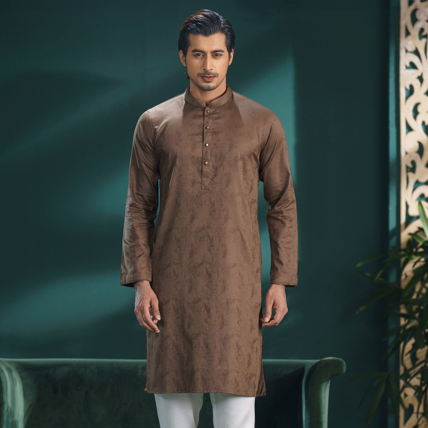 Mens Medium Brown Panjabi