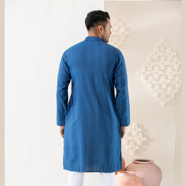 Men's Prussian Blue Panjabi