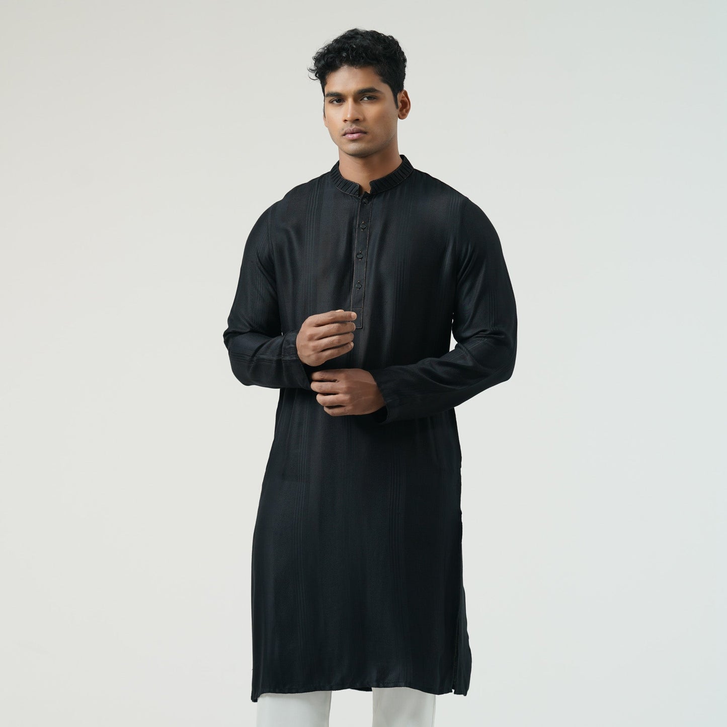Mens Black Basic Panjabi