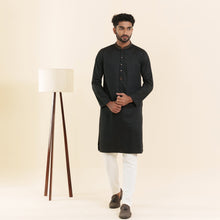 Load image into Gallery viewer, Men&#39;s Black Embroidery Panjabi
