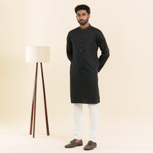 Load image into Gallery viewer, Men&#39;s Black Embroidery Panjabi
